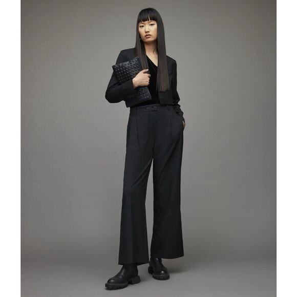 Allsaints Seline Mid-Rise Sleek Relaxed Pleated Trousers NWT US 8 UK 12 - Picture 3 of 12